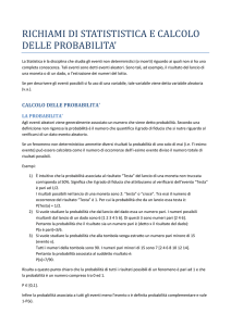 RICHIAMI DI STATISTISTICA E CALCOLO DELLE PROBABILITA`