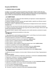Disciplina MATEMATICA - IL PROFILO DELLA CLASSE
