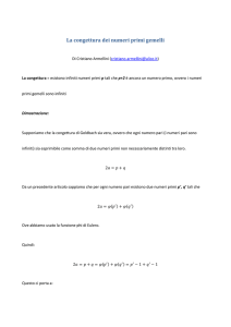 La congettura dei numeri primi gemelli