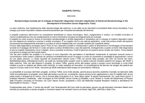 Giuseppe Toffoli, nanotecnologie avanzate per lo sviluppo di
