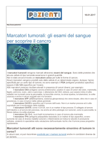 Marcatori tumorali: gli esami del sangue per scoprire il cancro