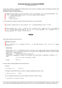 Il teorema del resto e il teorema di Ruffini