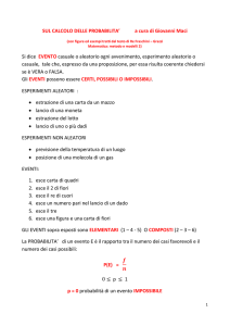 SUL CALCOLO DELLE PROBABILITA` a cura di Giovanni Maci Si