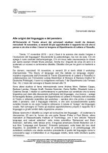 origini del linguaggio e del pensiero