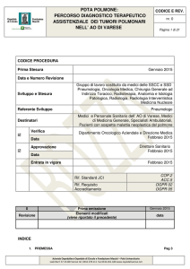 PDTA POLMONE: PERCORSO DIAGNOSTICO TERAPEUTICO