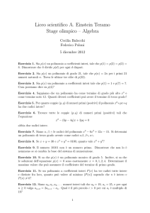 Liceo scientifico A. Einstein Teramo Stage olimpico – Algebra