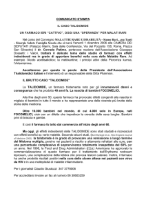 COMUNICATO STAMPA IL CASO TALIDOMIDE UN FARMACO IERI