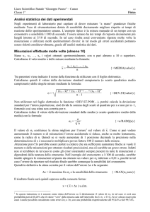 Analisi statistica dei dati sperimentali