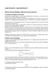 Logica Numerica – Approfondimento 1 Minimo Comune Multiplo e