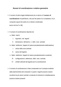 Numeri di coordinazione e geometrie di coordinazione