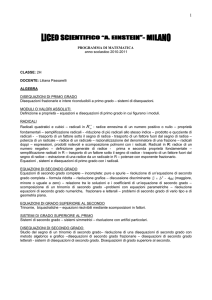 programma di matematica - Liceo Scientifico Statale Einstein Milano