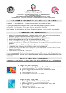tablet per il progetto “classe digitale” as 2015/2016 caratteristiche
