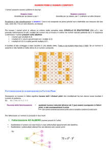 Numeri primi e Scomposizione in fattori