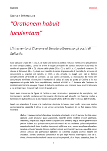 “Orafionem habuit luculentam” L`intervento di Cicerone al Senato