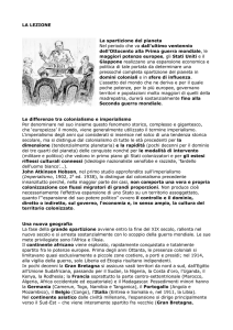 LA LEZIONE La spartizione del pianeta Nel periodo che va dall