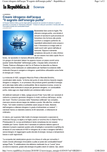 Creare idrogeno dall`acqua - Il segreto dell`energia pulita