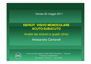 DEFICIT VISIVO MONOCULARE ACUTO/SUBACUTO Analisi dei