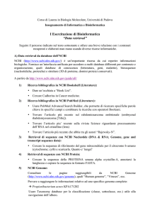 I Esercitazione di Bioinformatica “Data retrieval”