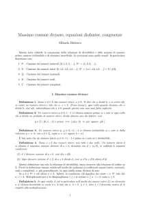 Massimo comune divisore, equazioni diofantee, congruenze