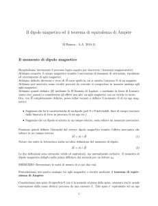 Il dipolo magnetico ed il teorema di equivalenza di Amp`ere