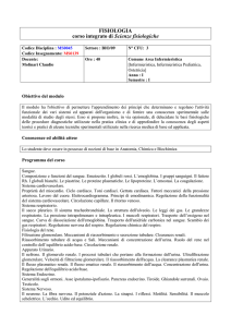 FISIOLOGIA corso integrato di Scienze fisiologiche