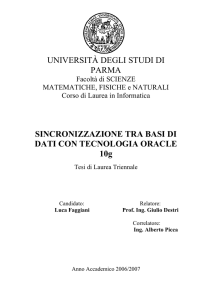 Sincronizzazione tra basi di dati con tecnologia Oracle 10g.
