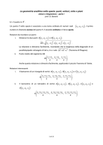 La geometria analitica nello spazio: punti, vettori, rette e piani