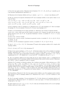 Esercizi di Topologia 1. Sia (X, d) uno spazio metrico. Dimostrare