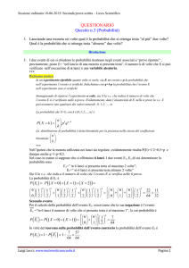 QUESTIONARIO Quesito n.3 (Probabilità)