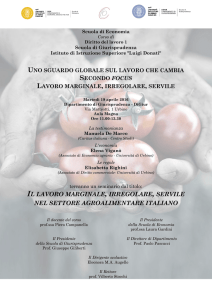 IL LAVORO MARGINALE, IRREGOLARE, SERVILE NEL SETTORE