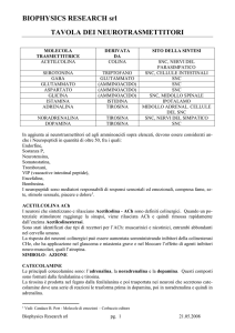 TAVOLA DEI NEUROTRASMETTITORI