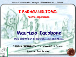 Il paraganglioma. Nostra esperienza.