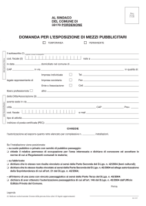 Domanda per l`esposizione di mezzi pubblicitari