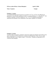 II Prova scritta di Fisica ( Scienze Biologiche ) Aprile 23, 2004 Nome