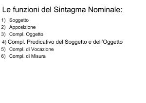 Le funzioni del Sintagma Nominale