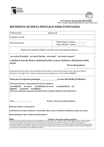 richiesta di dieta speciale nido d`infanzia