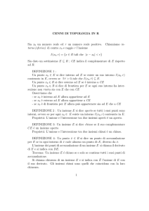 CENNI DI TOPOLOGIA IN R Sia x0 un numero reale ed r un numero