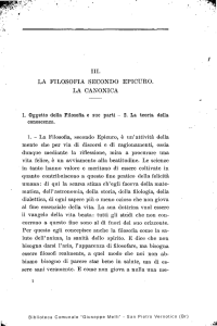 La filosofia secondo Epicuro. La Canonica