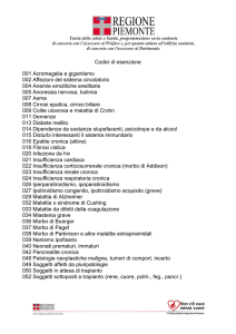 Codici di esenzione 001 Acromegalia e gigantismo 002 Affezioni del