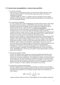 5. Concorrenza monopolistica e concorrenza perfetta