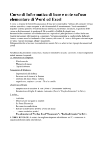 Programma del Corso di Informatica di Base, Word Excel