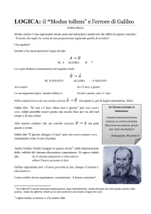 LOGICA: il “Modus tollens” e l`errore di Galileo