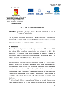 Circolare 31 Operazioni di cessione di ramo d`azienda