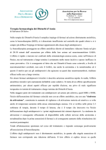 Terapia farmacologia dei Disturbi d`Ansia