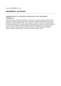 UNIVERSITA` CATTOLICA LABORATORIO DI STATISTICA