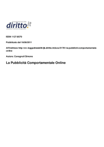 La Pubblicità Comportamentale Online