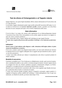 Test da sforzo al Cicloergometro o al Tappeto rotante