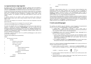 La rappresentazione degli algoritmi Il nostro pseudolinguaggio