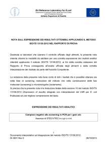 Nota rapporti di prova ISO TS 13136