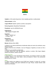 Bolivia Capitale: La Paz (sede del governo), Sucre (capitale
